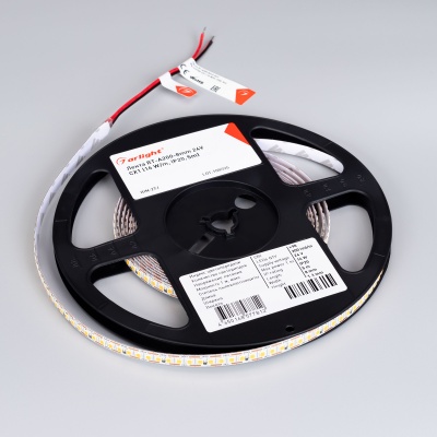 Лента RT-A200-8mm 24V Warm3000-CX1 (16 W/m, IP20, 5m) (Arlight, резка 1 светодиод)